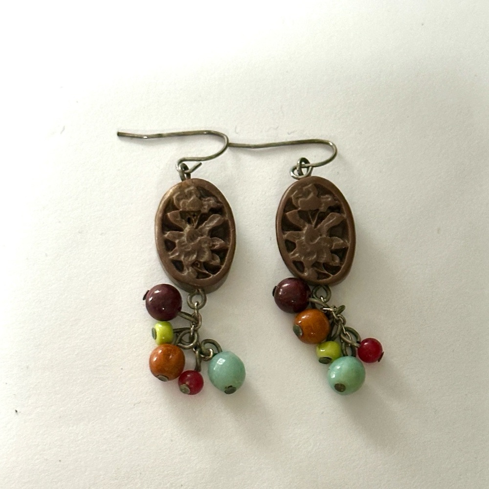 Etsy Brown multicolor beaded Dangle Earrings
